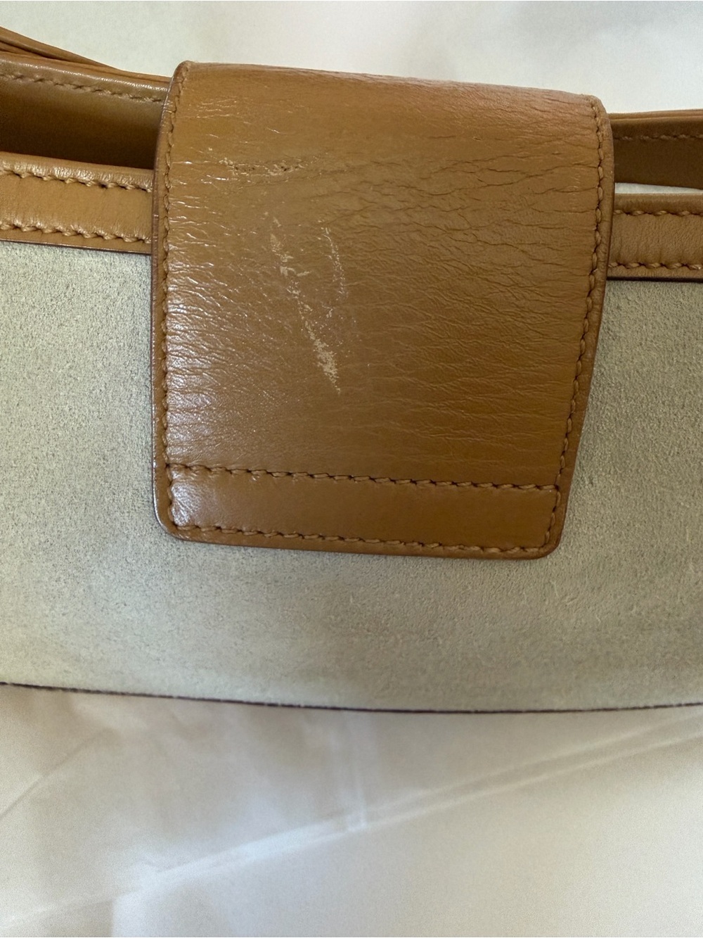 Gucci Vintage Tiger Head Chain Shoulder Bag Beige Suede Tan Leather Tom Ford Era - Picture 10 of 15